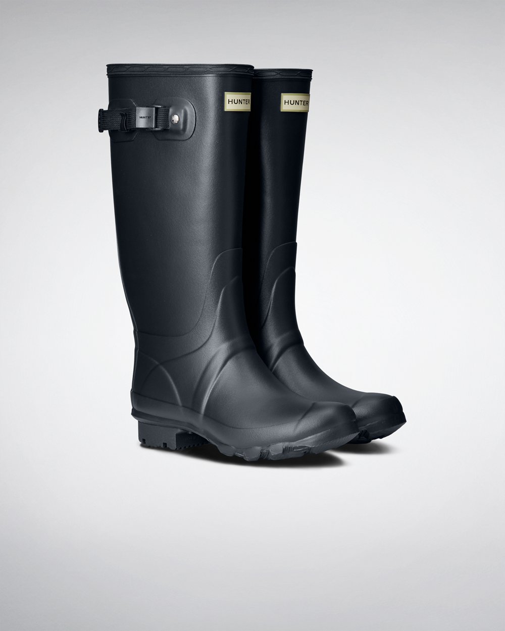 Womens Wide Fit Rain Boots - Hunter Huntress Leg (49FMLHSNU) - Navy